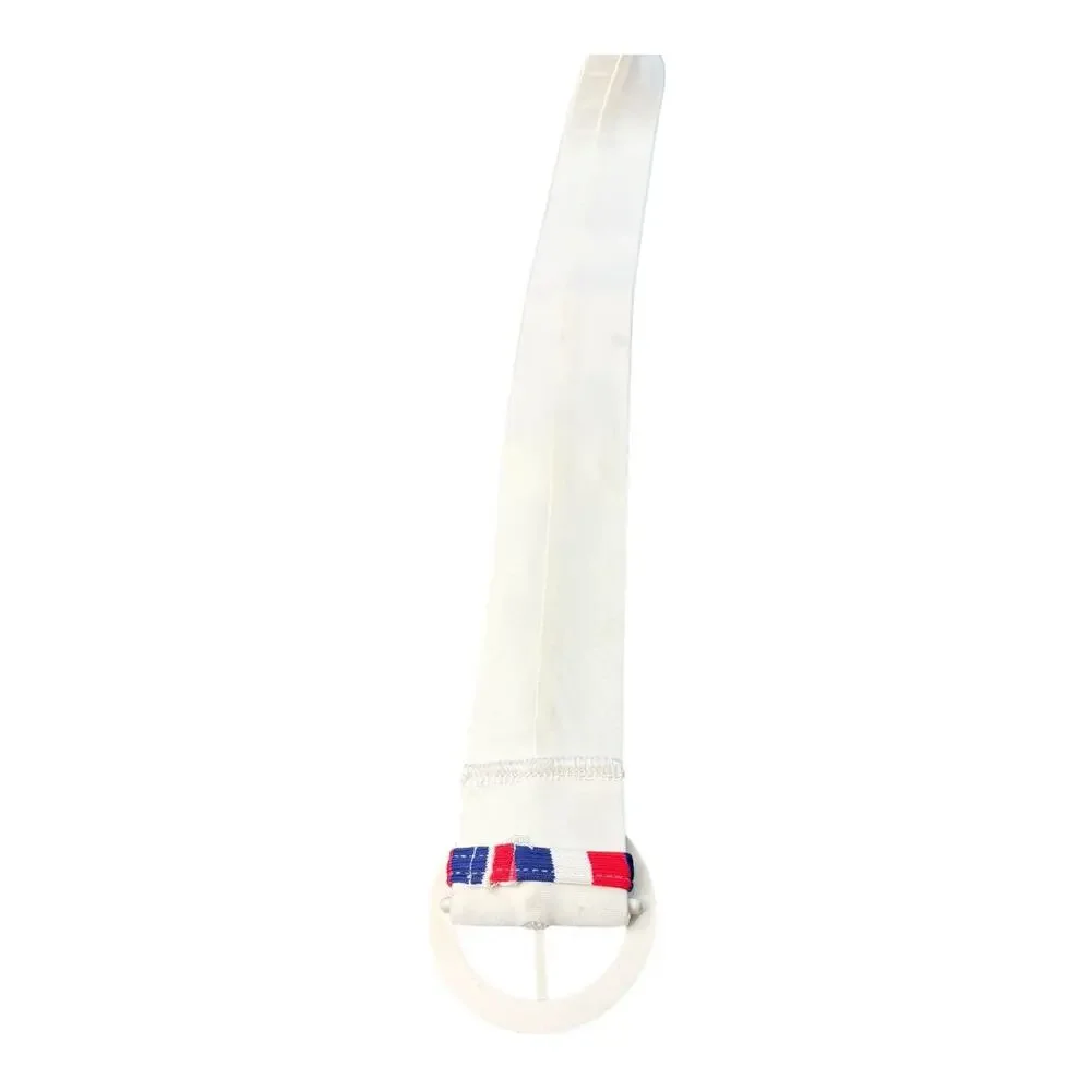 Vintage 60s/70s Style White Fabric Belt Round Buckle Red White‎ Blue Retro Small
